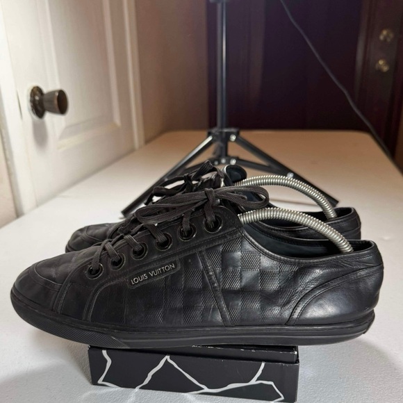 Used Louis Vuitton Men Eu 10 US 11 Black Damier Infini Sneakers Low Top 1123LV41 - Picture 6 of 14